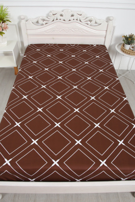 Простыня на резинке сатин Искушение шоколадный